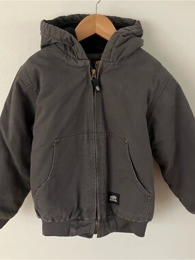 Berne Kids 7-8 Softstone Duck Hooded Jacket in Charcoal Gray